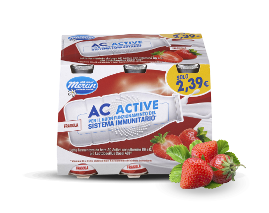 AC active erdbeere – probiotischer trinkjoghurt